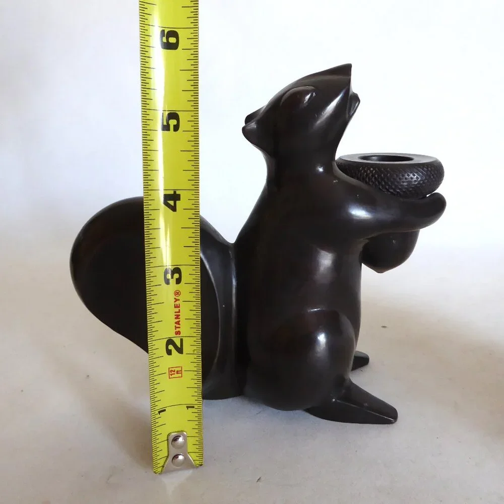 NEW RESTORATION HARDWARE BRONZE SQUIRREL HOLDING ACORN CANDLE HOLDER